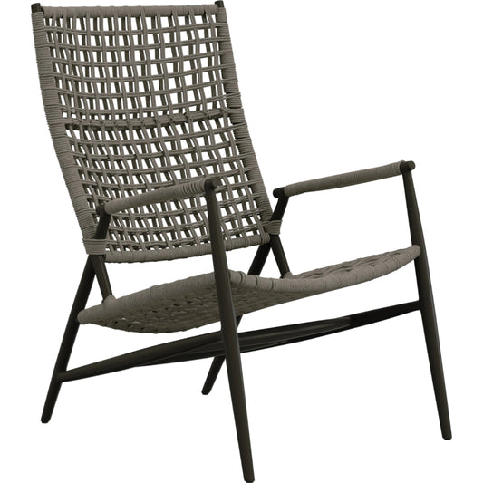 Grigio Outdoor Highback Chair by Sunset West in graphite. Made from aluminum / olefin rope in a coastal style.