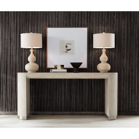 Modern Mood Console Table by Hooker Furniture. Made from oak veneers, metal in a modern style.