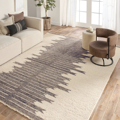 Hadi Chaima Rug by Jaipur Living in gray, white. Made from 100% wool in a unique style.