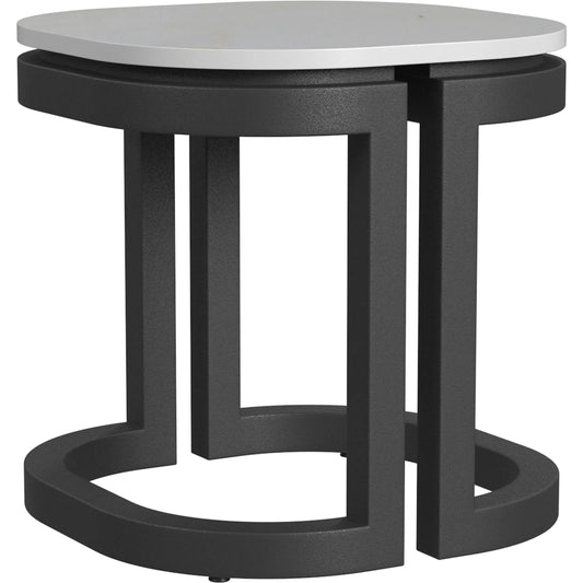 Malibu Outdoor End Table by Sunset West in black. Made from aluminum in a unique style.