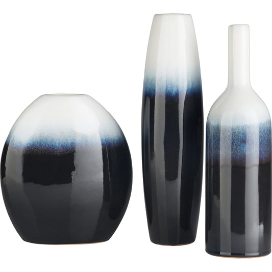 Harris Vase (Set of 3) by Livabliss in black, white and glazed. Made from ceramic in a modern style.
