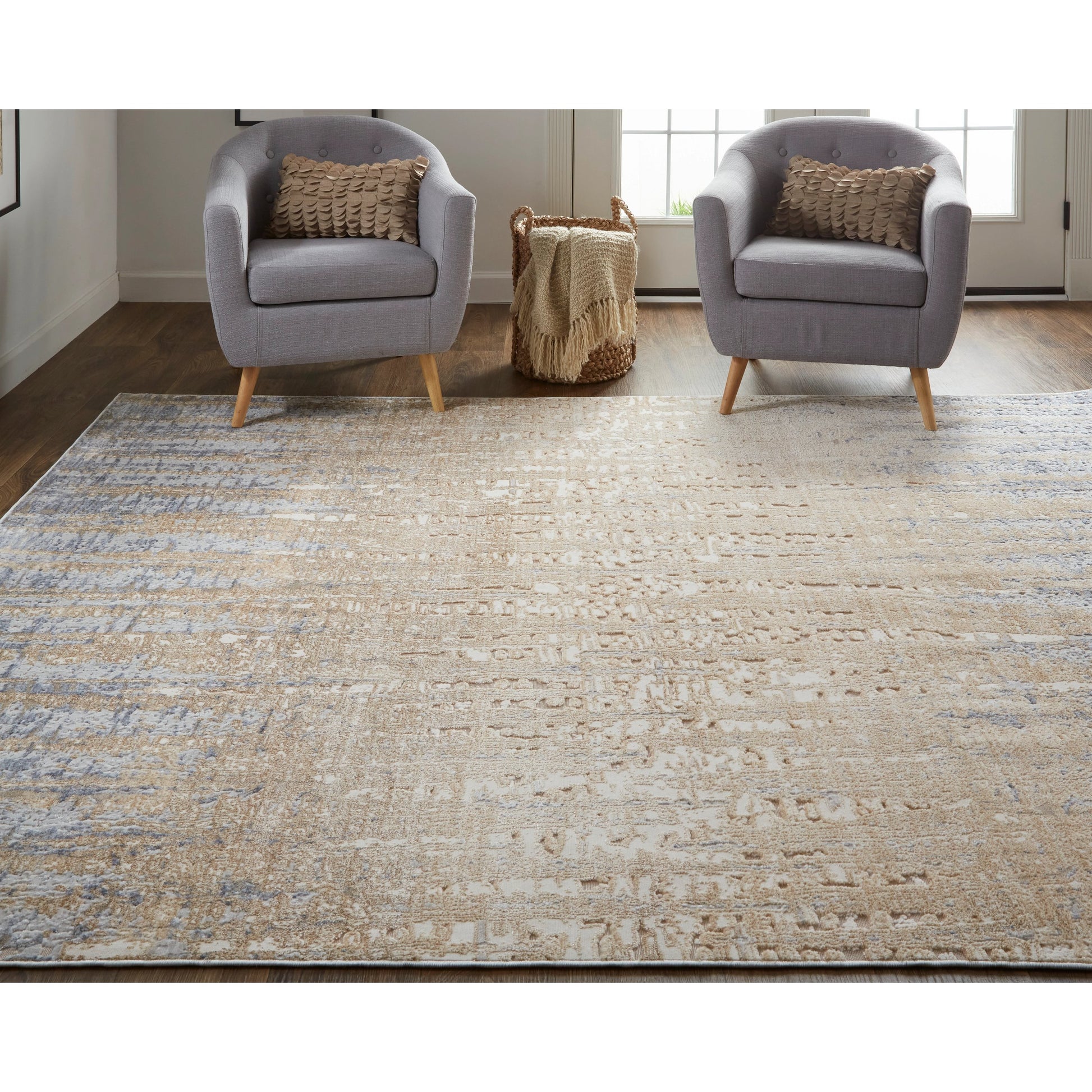 Laina Transitional Gradient & Rug - 39G9F by Feizy in tan, brown, blue. Made from polypropylene, polyester in a unique style.