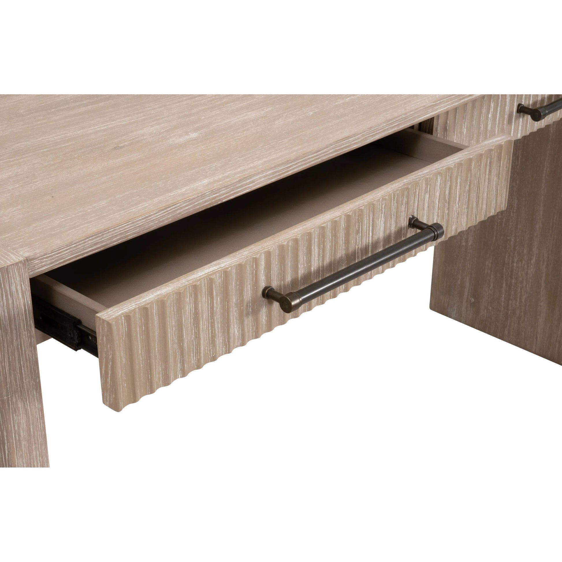 Halloway Console Table by Essentials For Living in natural gray acacia. Made from solid acacia wood, mdf, plywood, acacia veneer in a transitional style.