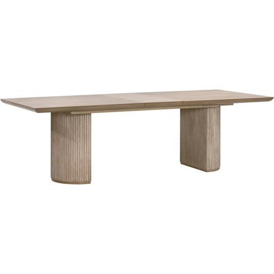 Halloway Dining Table by Essentials For Living in natural gray acacia. Made from solid acacia wood, mdf, plywood, acacia veneer in a transitional style.