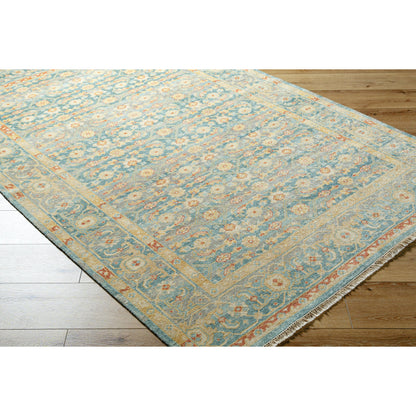 Hamadan Rug - 30390 by Surya in seafoam, rust, mustard, gray. Made from 70% wool, 30% viscose in a unique style.