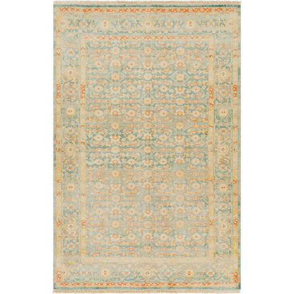 Hamadan Rug - 30390 by Surya in seafoam, rust, mustard, gray. Made from 70% wool, 30% viscose in a unique style.