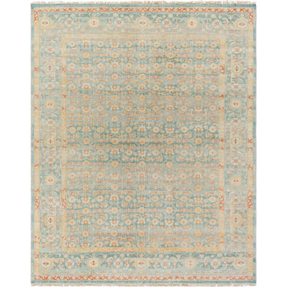 Hamadan Rug - 30390 by Surya in seafoam, rust, mustard, gray. Made from 70% wool, 30% viscose in a unique style.