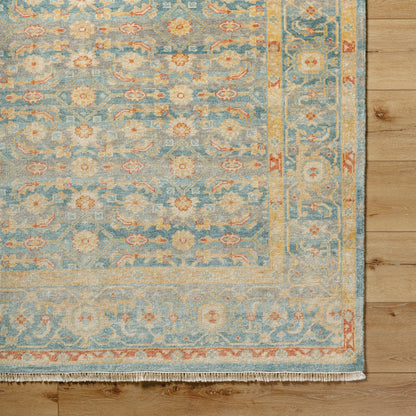 Hamadan Rug - 30390 by Surya in seafoam, rust, mustard, gray. Made from 70% wool, 30% viscose in a unique style.