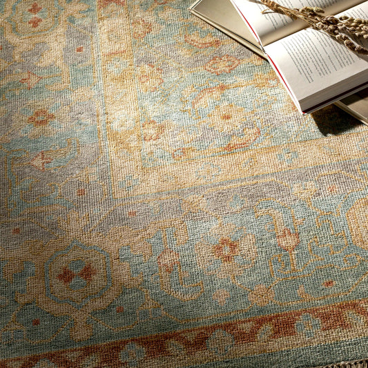 Hamadan Rug - 30390 by Surya in seafoam, brick red. Made from 70% wool, 30% viscose in a unique style.