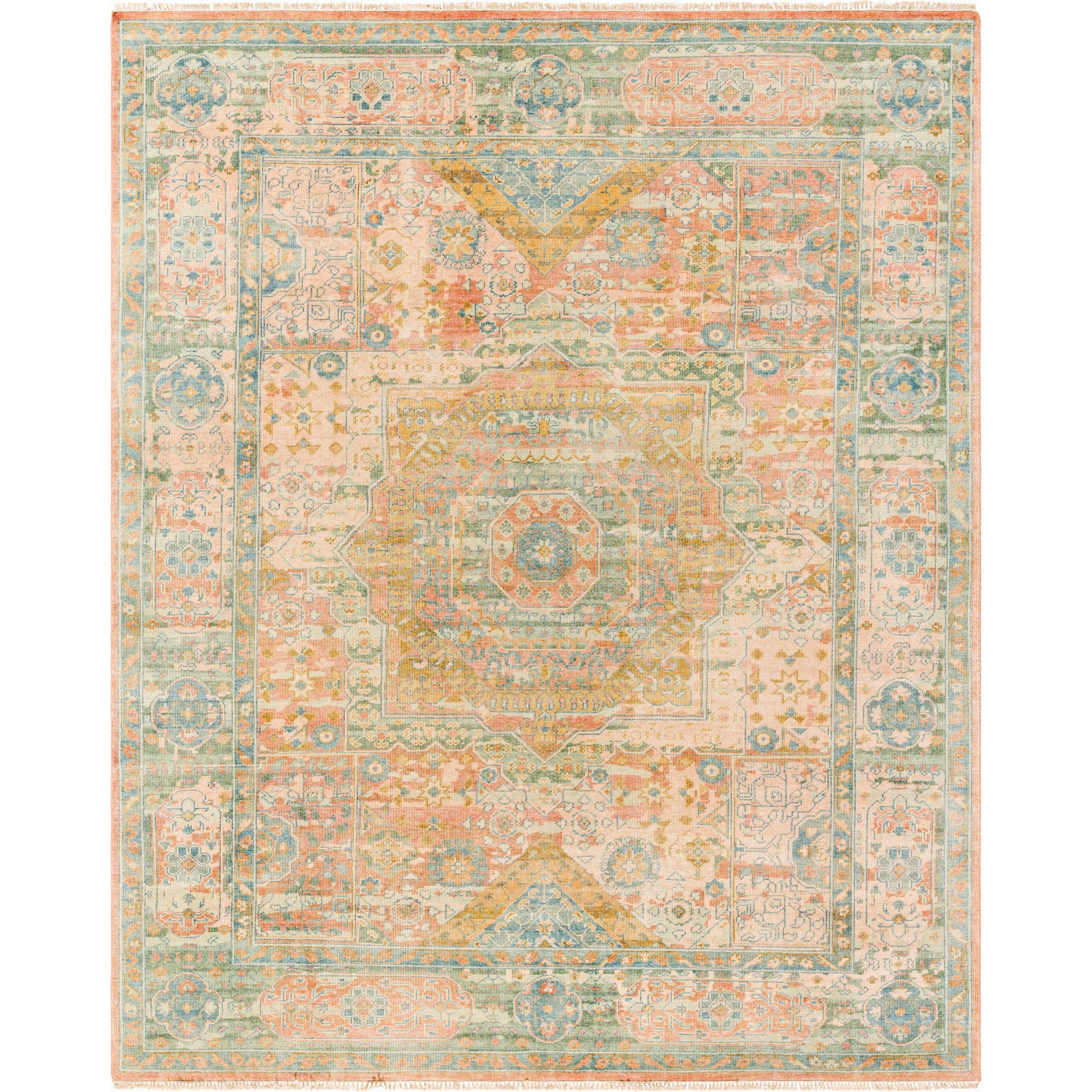Hamadan Rug - 31440 by Surya in beige, dusty coral, teal, rust. Made from main: 70% wool, main: 30% viscose in a unique style.