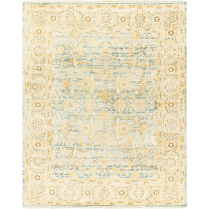 Hamadan Rug - 31441 by Surya in beige, teal, pale blue, mustard, brown. Made from main: 70% wool, main: 30% viscose in a unique style.