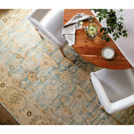 Hamadan Rug - 31441 by Surya in beige, teal, pale blue, mustard, brown. Made from main: 70% wool, main: 30% viscose in a unique style.