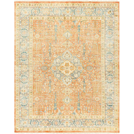 001 SI-1917548,SI-1917549,SI-1917550,SI-1917551,SI-1917552 | Primary Silo | Hamadan HAM-2306 Rug by Surya in burnt orange, medium gray, ivory, mustard. Made from main: 70% wool, main: 30% viscose in a unique style.