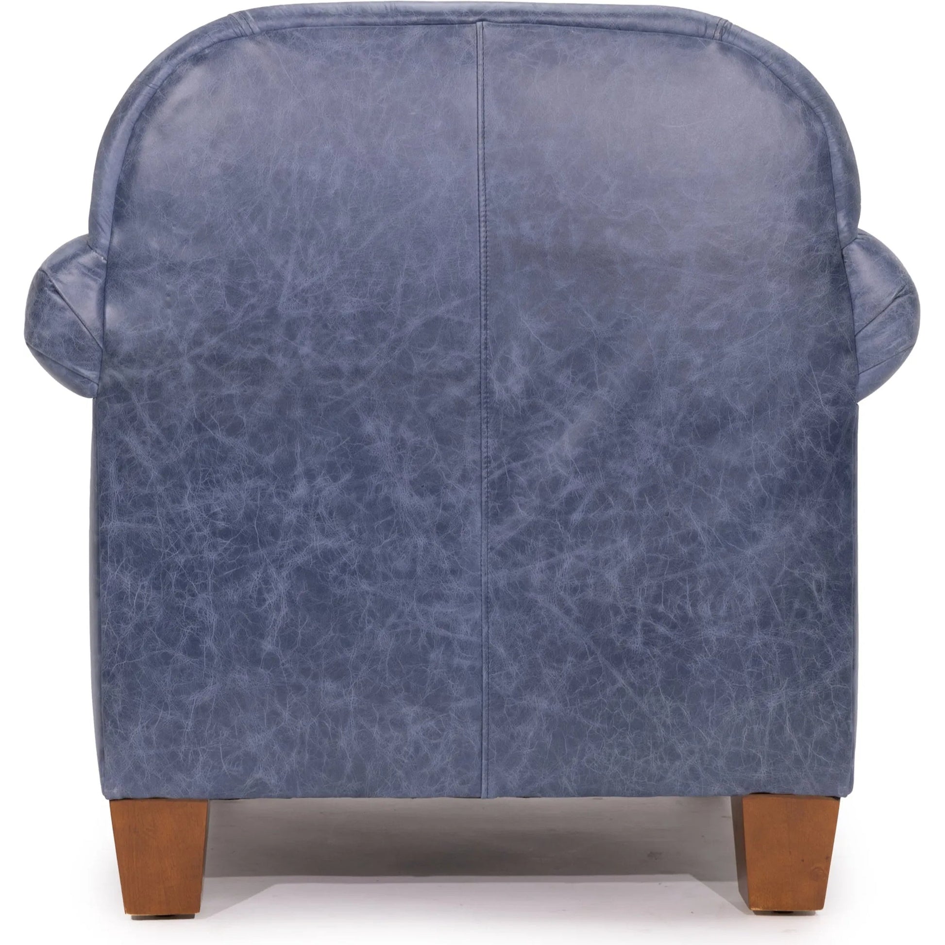 Hamilton Arm Chair Denim Top Grain Leather by Zentique in denim blue and brown. Made from italian full grain leather in a modern style.
