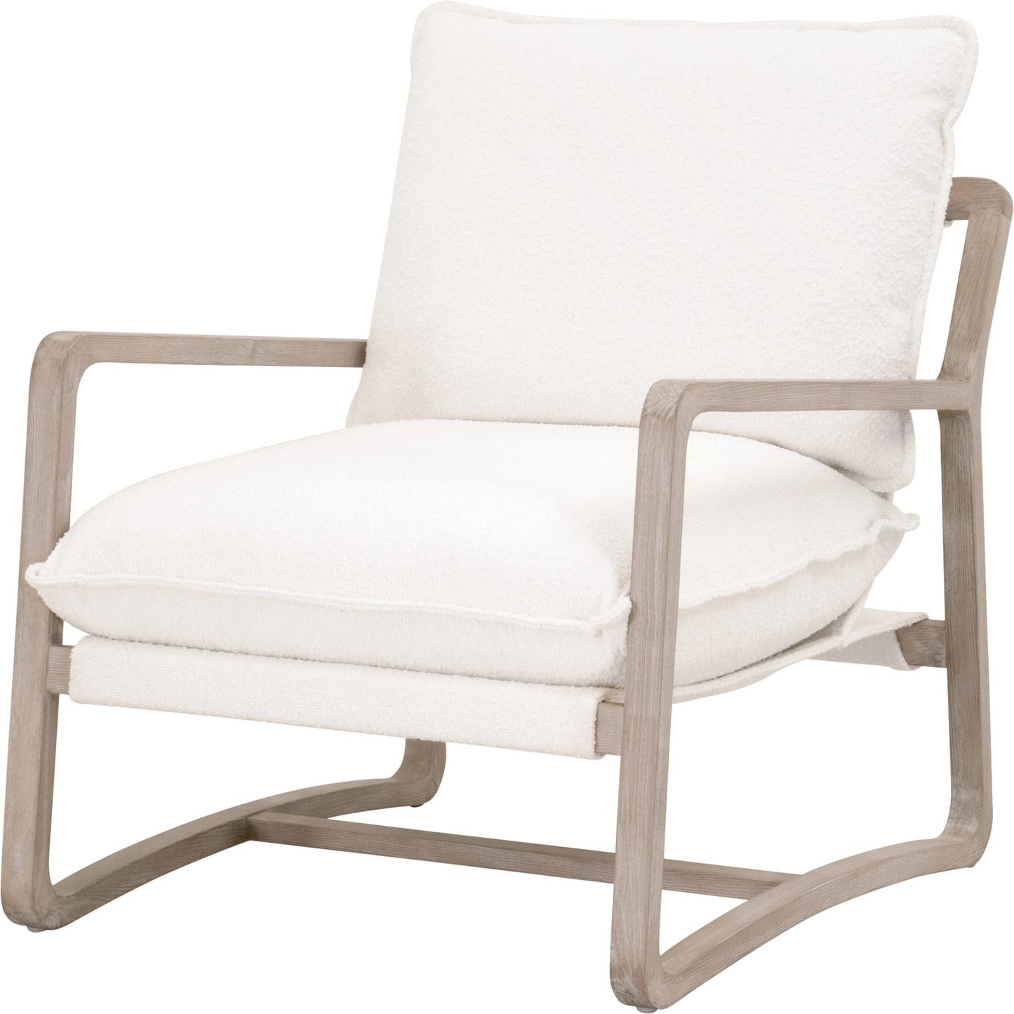 009 SI-2021711 | Primary Silo | Hamlin Club Chair by Essentials For Living in natural gray oak, performance boucle snow. Made from solid oak wood, 96% polyester/4% acrylic fabric, foam, down blend, down feather in a modern style.