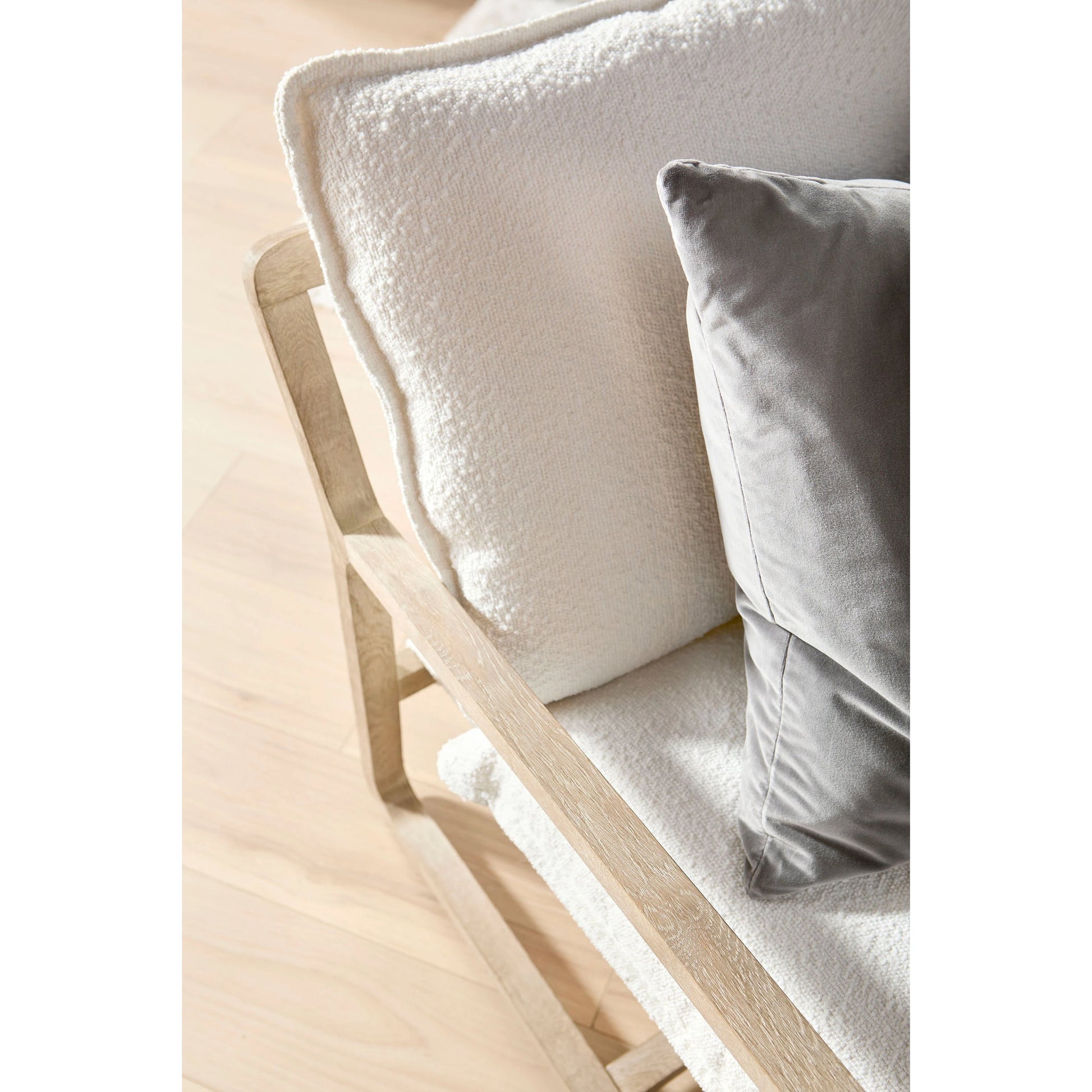 Hamlin Club Chair by Essentials For Living. Made from solid oak wood, 96% polyester/4% acrylic fabric, foam, down blend, down feather in a modern style.