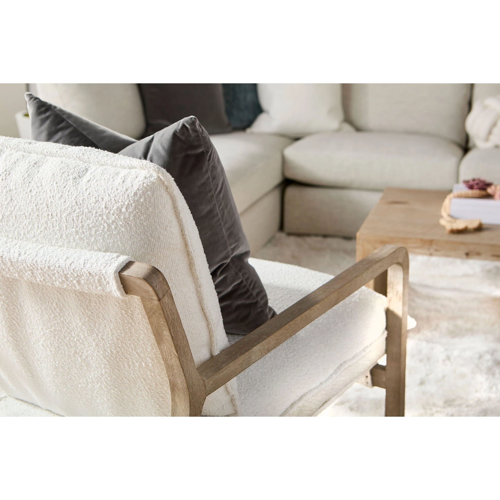 Hamlin Club Chair by Essentials For Living. Made from solid oak wood, 96% polyester/4% acrylic fabric, foam, down blend, down feather in a modern style.