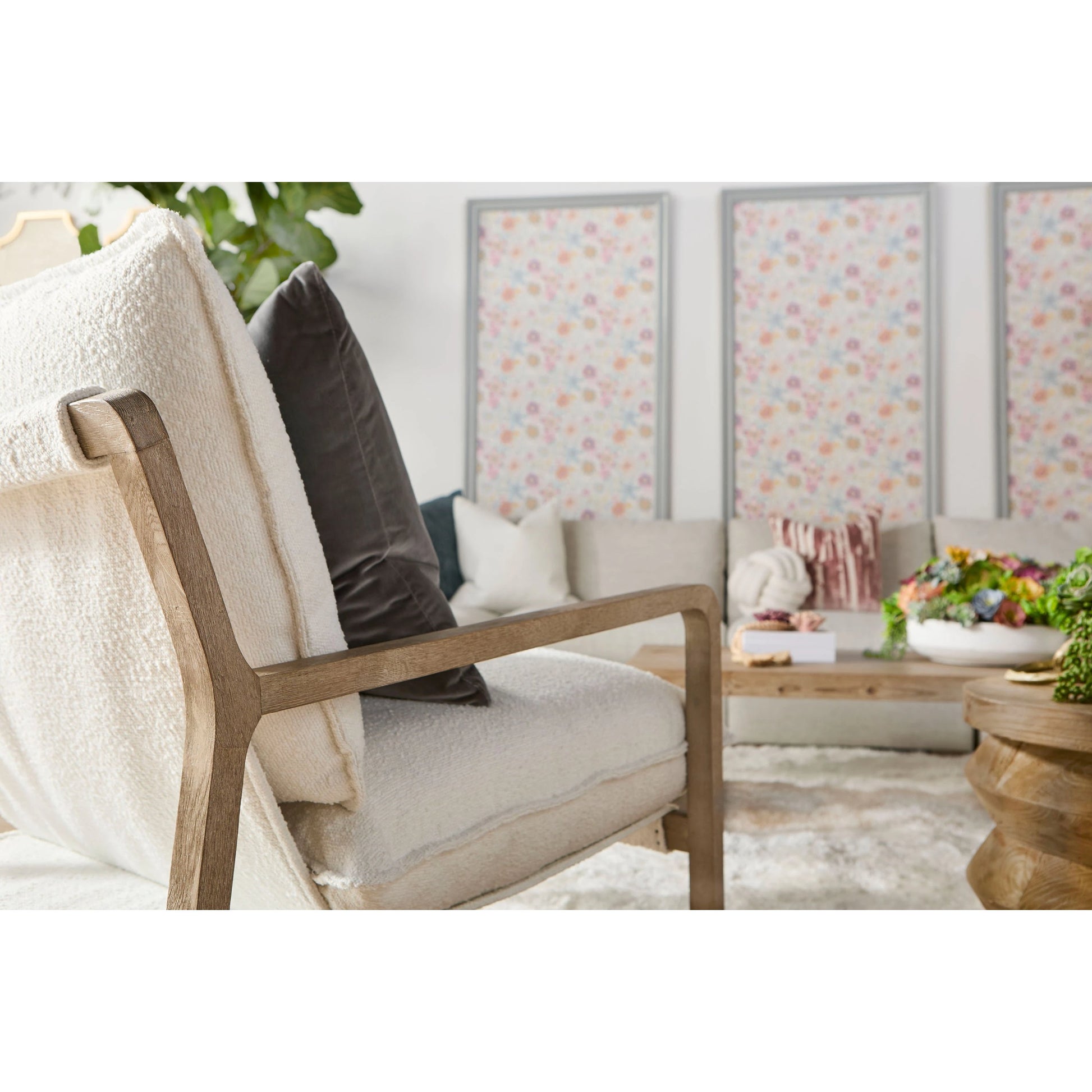 Hamlin Club Chair by Essentials For Living. Made from solid oak wood, 96% polyester/4% acrylic fabric, foam, down blend, down feather in a modern style.