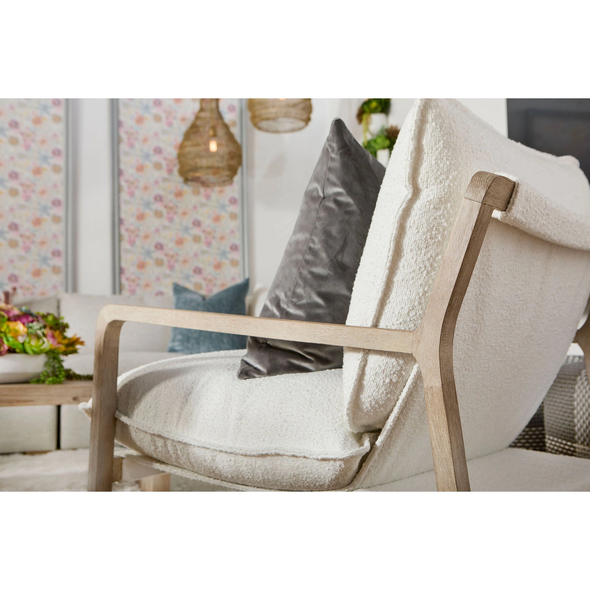 Hamlin Club Chair by Essentials For Living. Made from solid oak wood, 96% polyester/4% acrylic fabric, foam, down blend, down feather in a modern style.