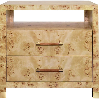 Hancock Two Drawer Side Table by Worlds Away in brown. Made from unique in a modern style.