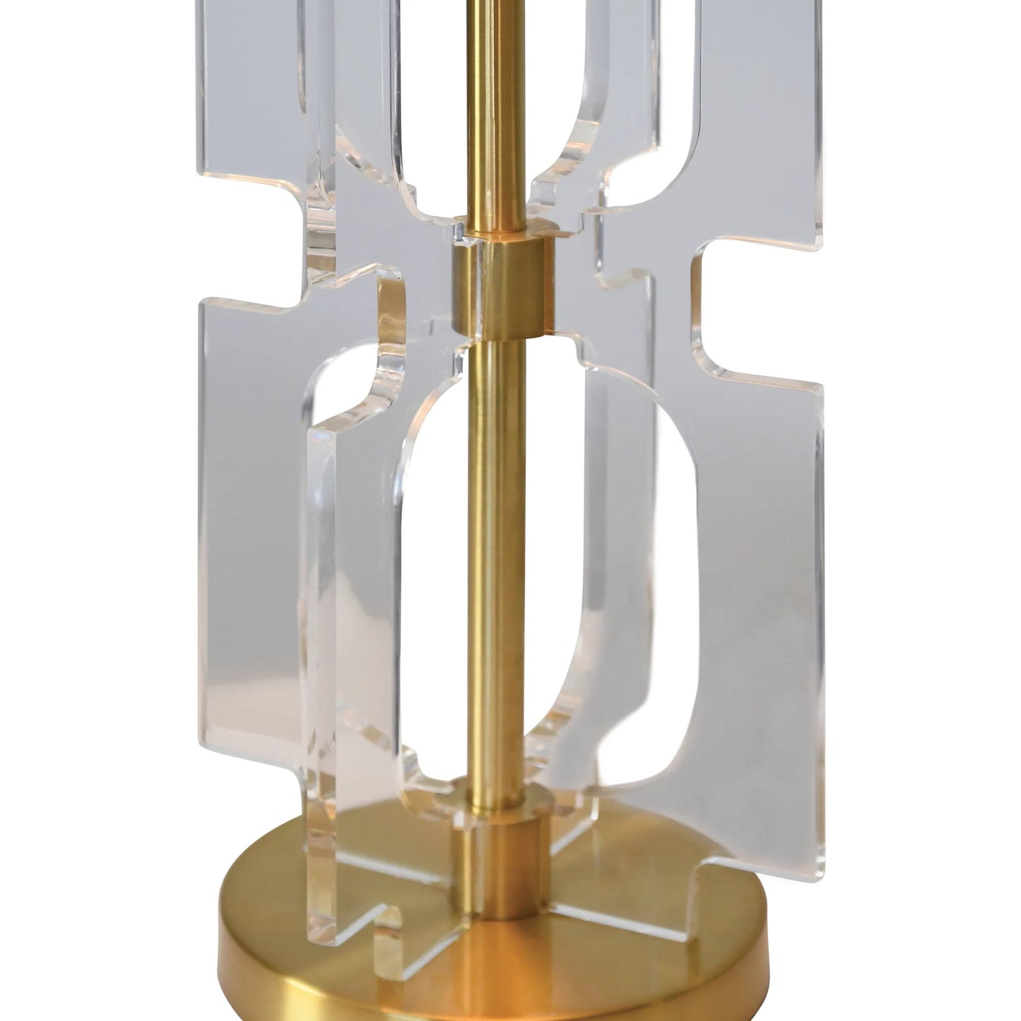 001 SI-2252759 | Closeup | Hansen Double Stacked Square Table Lamp by Worlds Away in antique brass. Made from acrylic in a modern style.