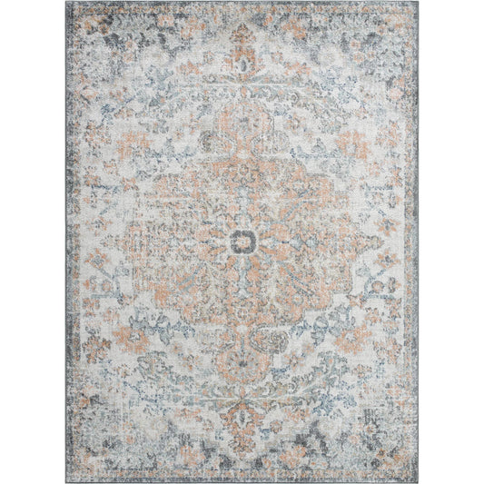 Harput 29966 Rug by Livabliss in cream, light beige, charcoal, amber, dusty coral, dark blue. Made from polypropylene in a unique style.