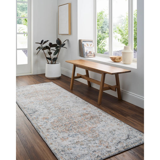 Harput 29966 Rug by Livabliss in cream, light beige, charcoal, amber, dusty coral, dark blue. Made from polypropylene in a unique style.