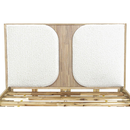 Haru Bed by LH Imports in beige, white boucle and sand wash. Made from acacia, 95% polyester, 5% acrylic in a unique style.