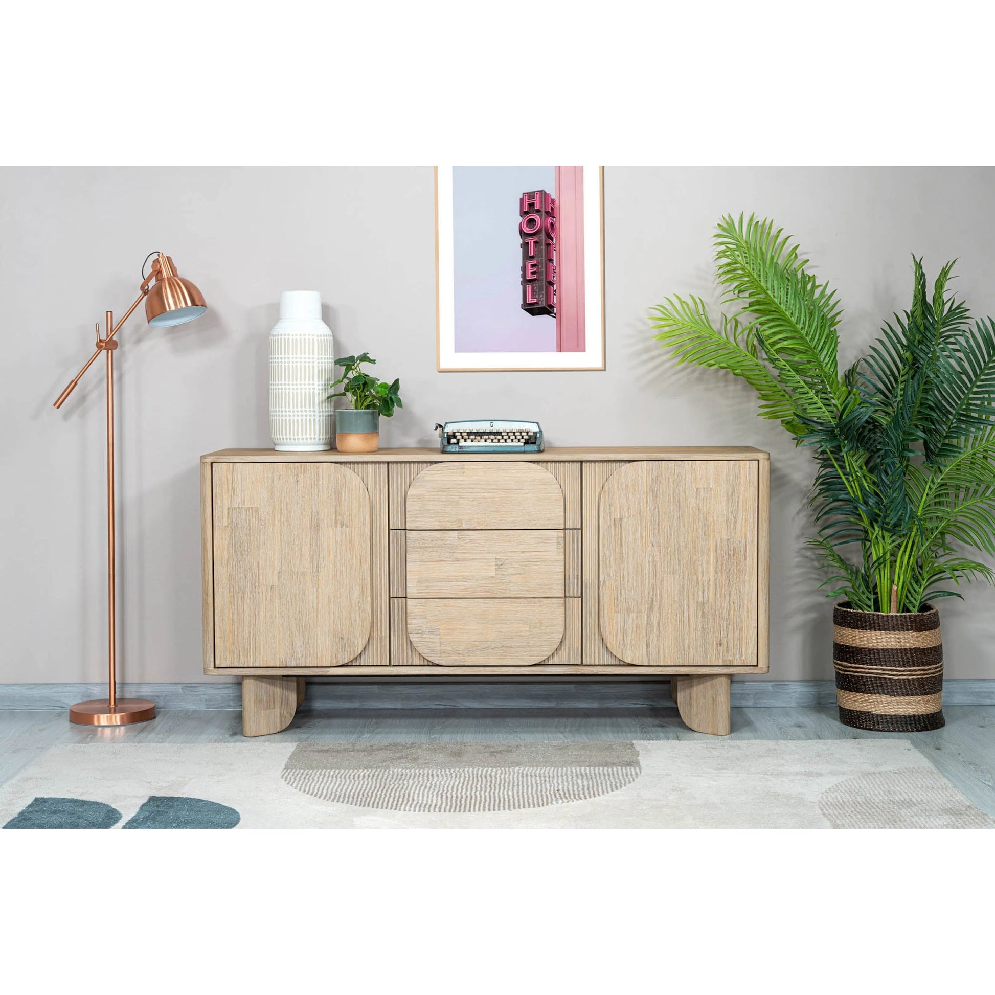 Haru Sideboard by LH Imports in beige and sand wash. Made from acacia, acacia veneer, mdf in a transitional style.