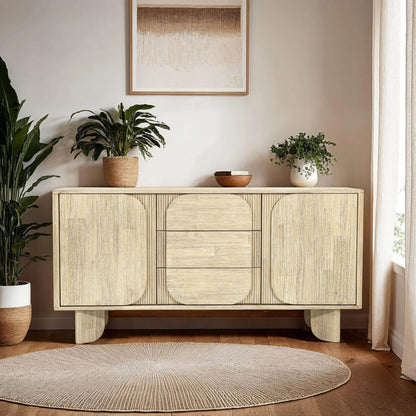 Haru Sideboard by LH Imports in beige and sand wash. Made from acacia, acacia veneer, mdf in a transitional style.