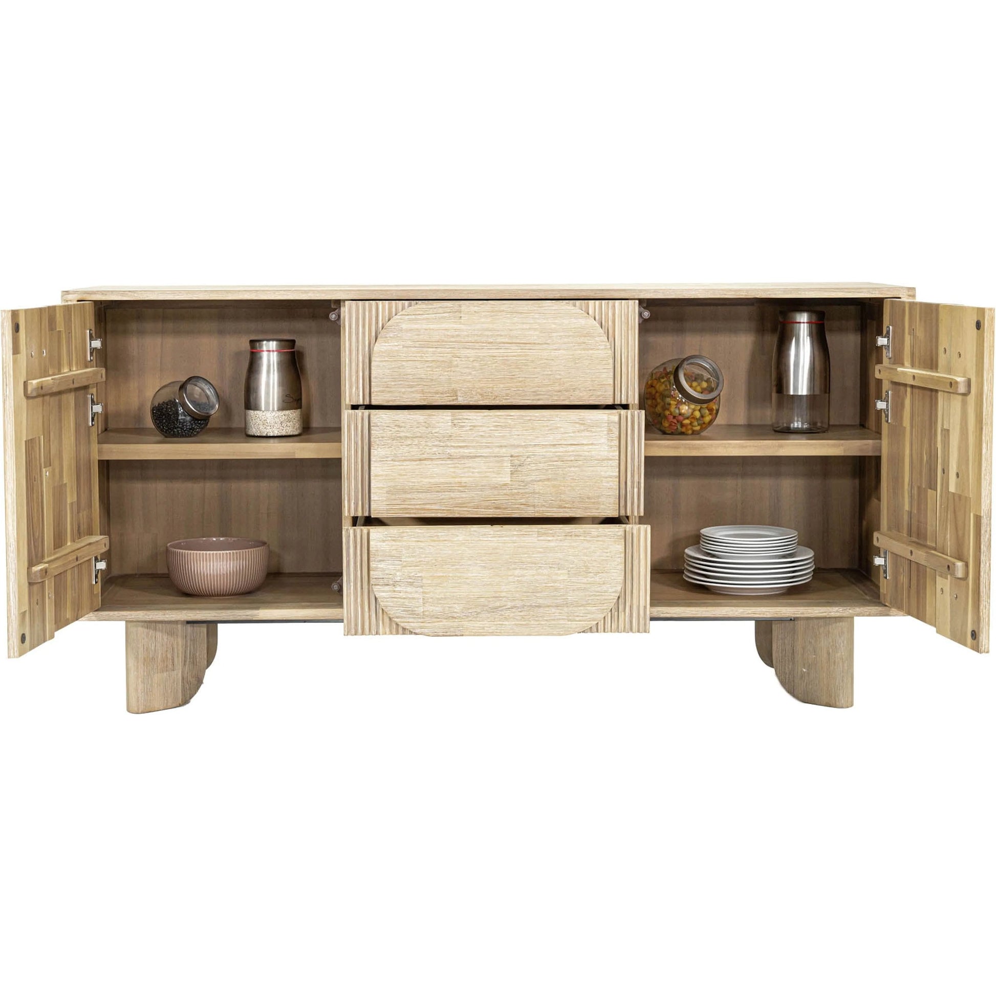 Haru Sideboard by LH Imports in beige and sand wash. Made from acacia, acacia veneer, mdf in a unique style.