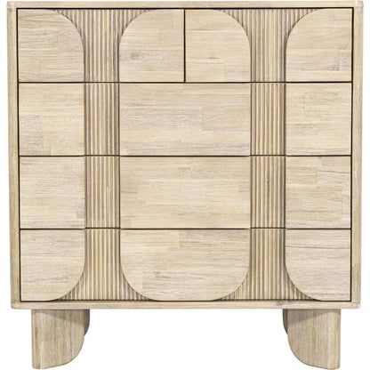Haru 5-Drawer Chest by LH Imports in beige and sand wash. Made from acacia, acacia veneer, mdf in a unique style.