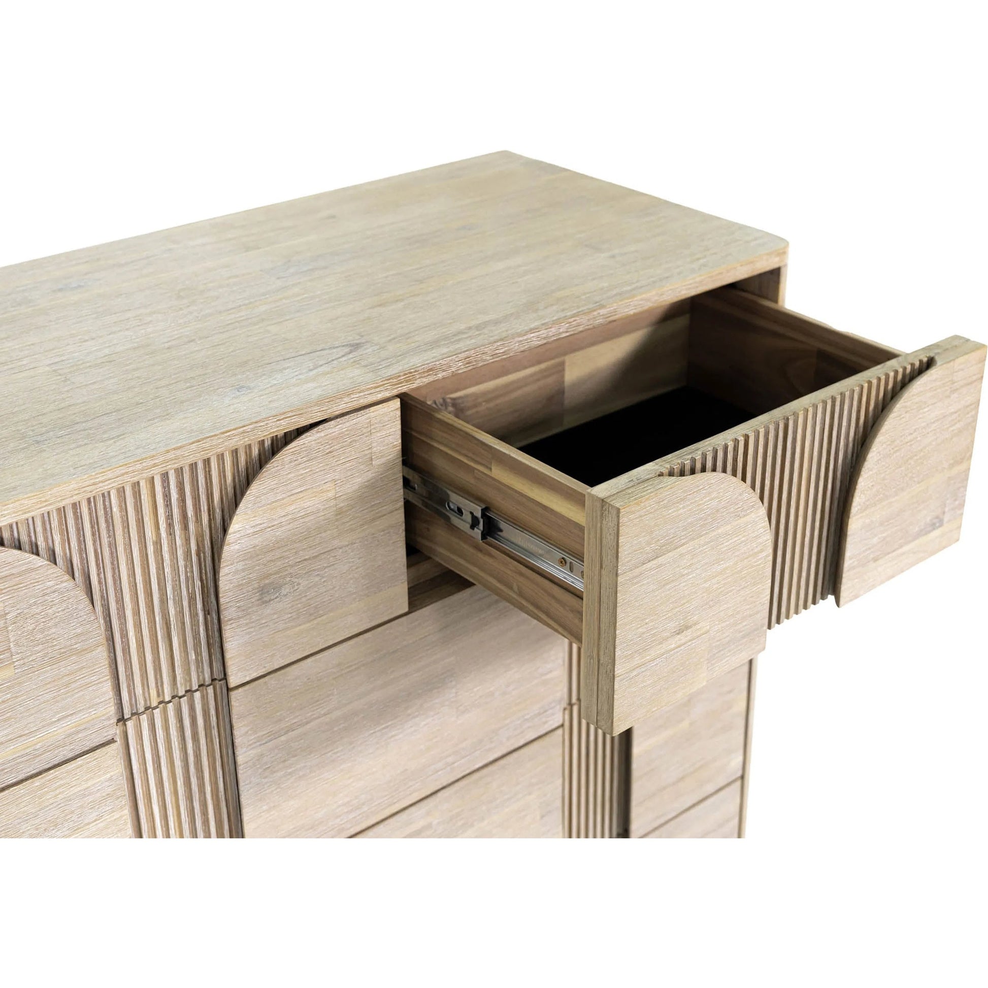 Haru 5-Drawer Chest by LH Imports in beige and sand wash. Made from acacia, acacia veneer, mdf in a unique style.