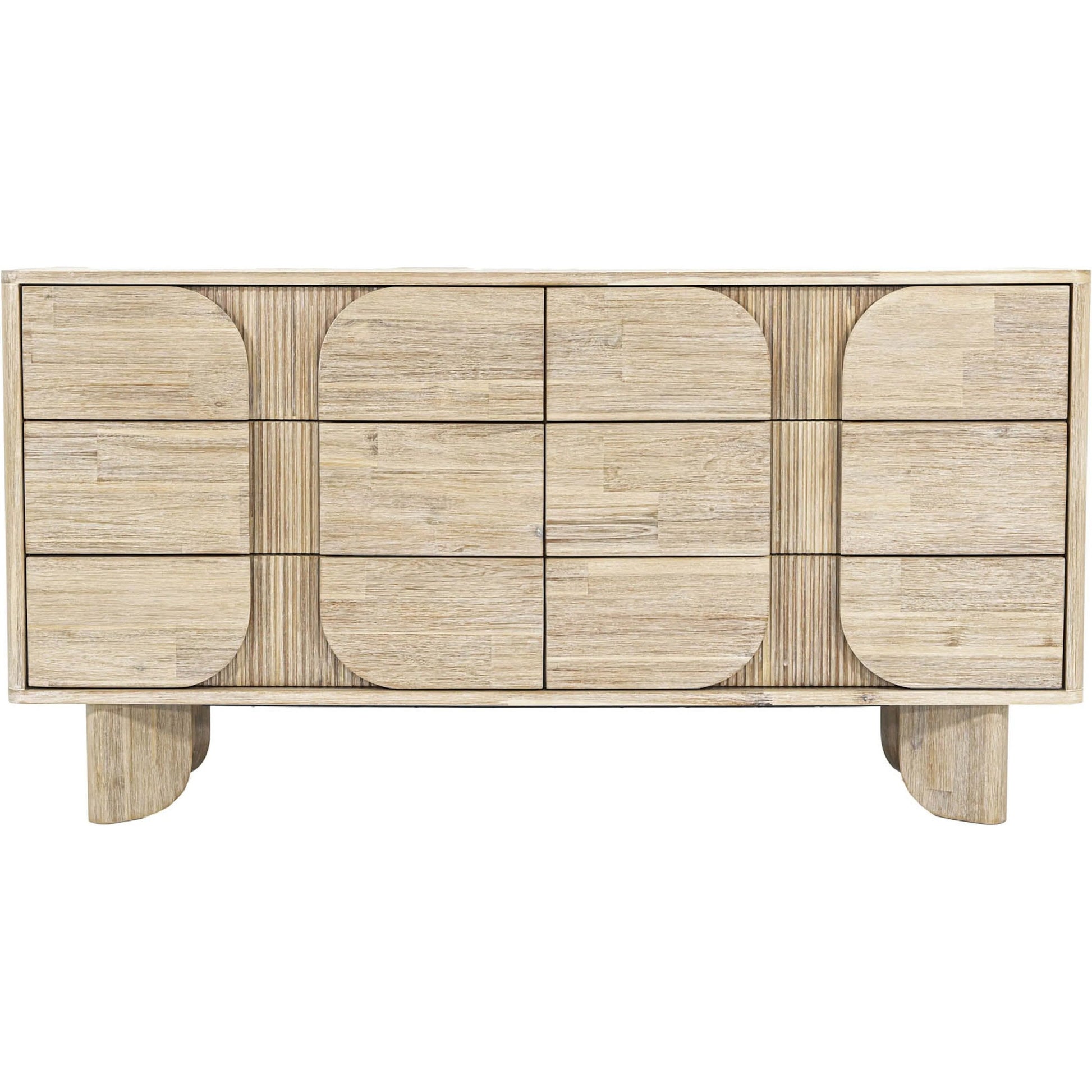 Haru 6-Drawer Dresser by LH Imports in beige and sand wash. Made from acacia, acacia veneer, mdf in a unique style.