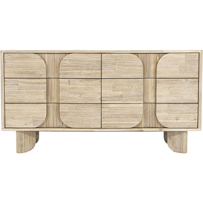 Haru 6-Drawer Dresser by LH Imports in beige and sand wash. Made from acacia, acacia veneer, mdf in a unique style.