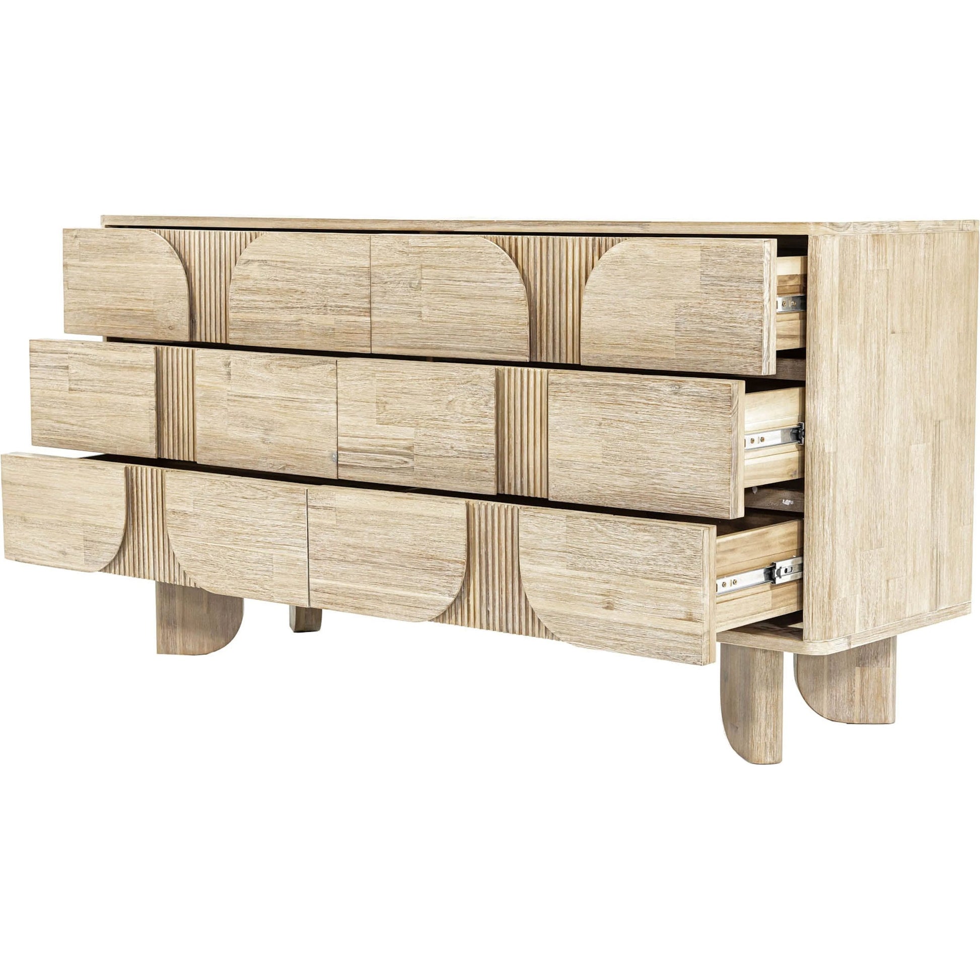 Haru 6-Drawer Dresser by LH Imports in beige and sand wash. Made from acacia, acacia veneer, mdf in a unique style.
