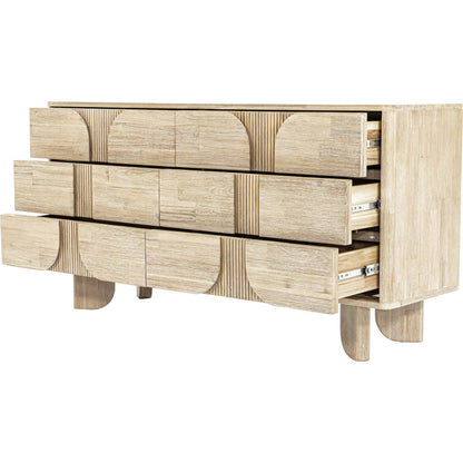 Haru 6-Drawer Dresser by LH Imports in beige and sand wash. Made from acacia, acacia veneer, mdf in a unique style.
