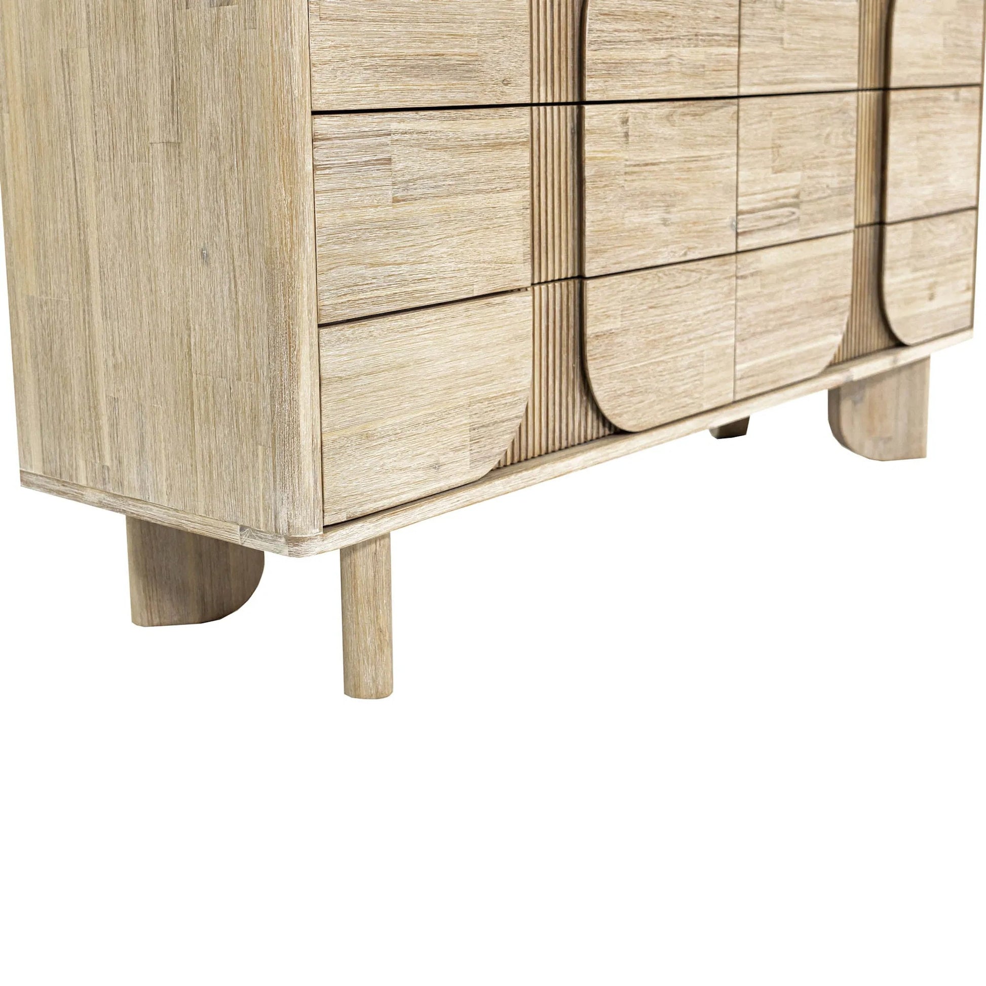 Haru 6-Drawer Dresser by LH Imports in beige and sand wash. Made from acacia, acacia veneer, mdf in a unique style.