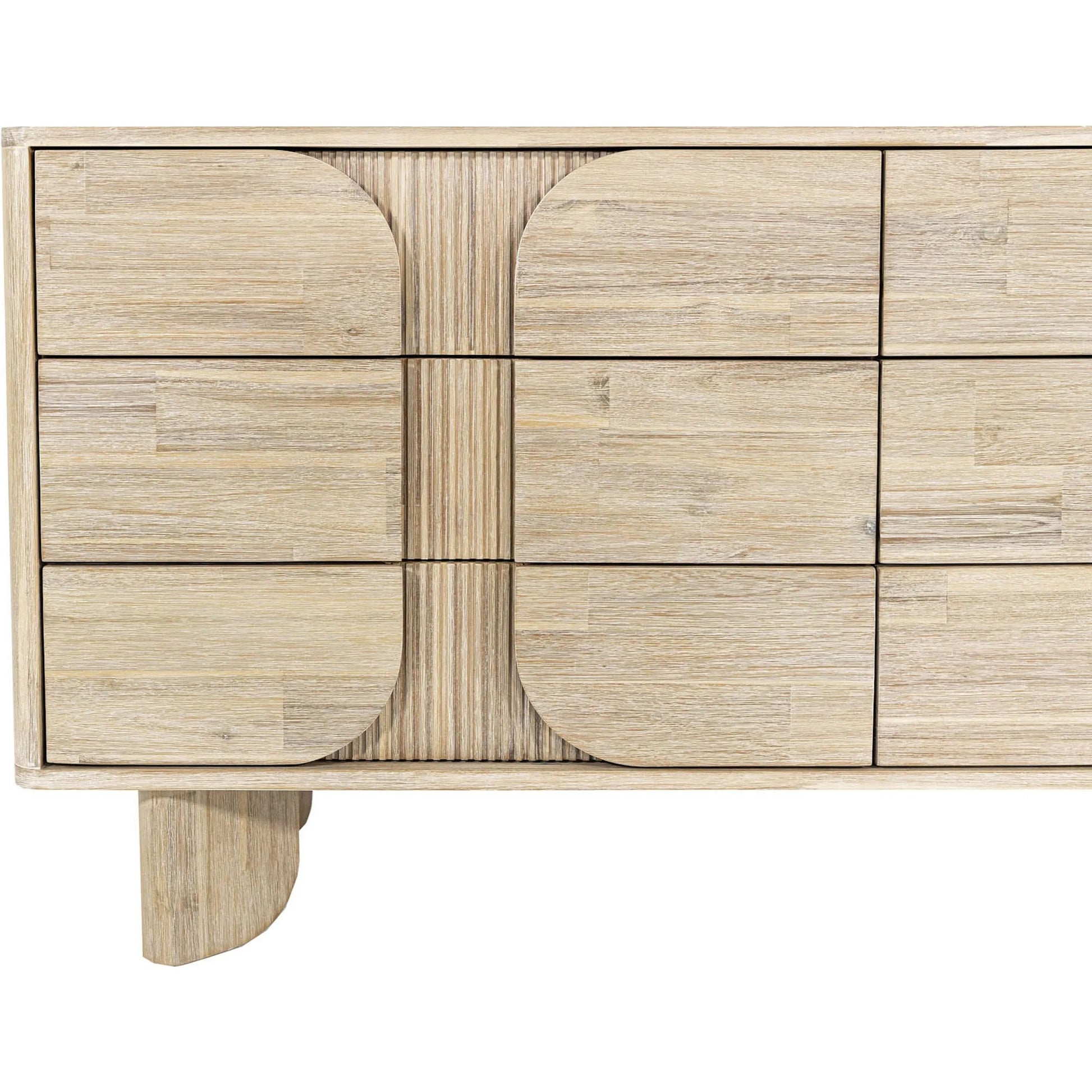 Haru 6-Drawer Dresser by LH Imports in beige and sand wash. Made from acacia, acacia veneer, mdf in a unique style.