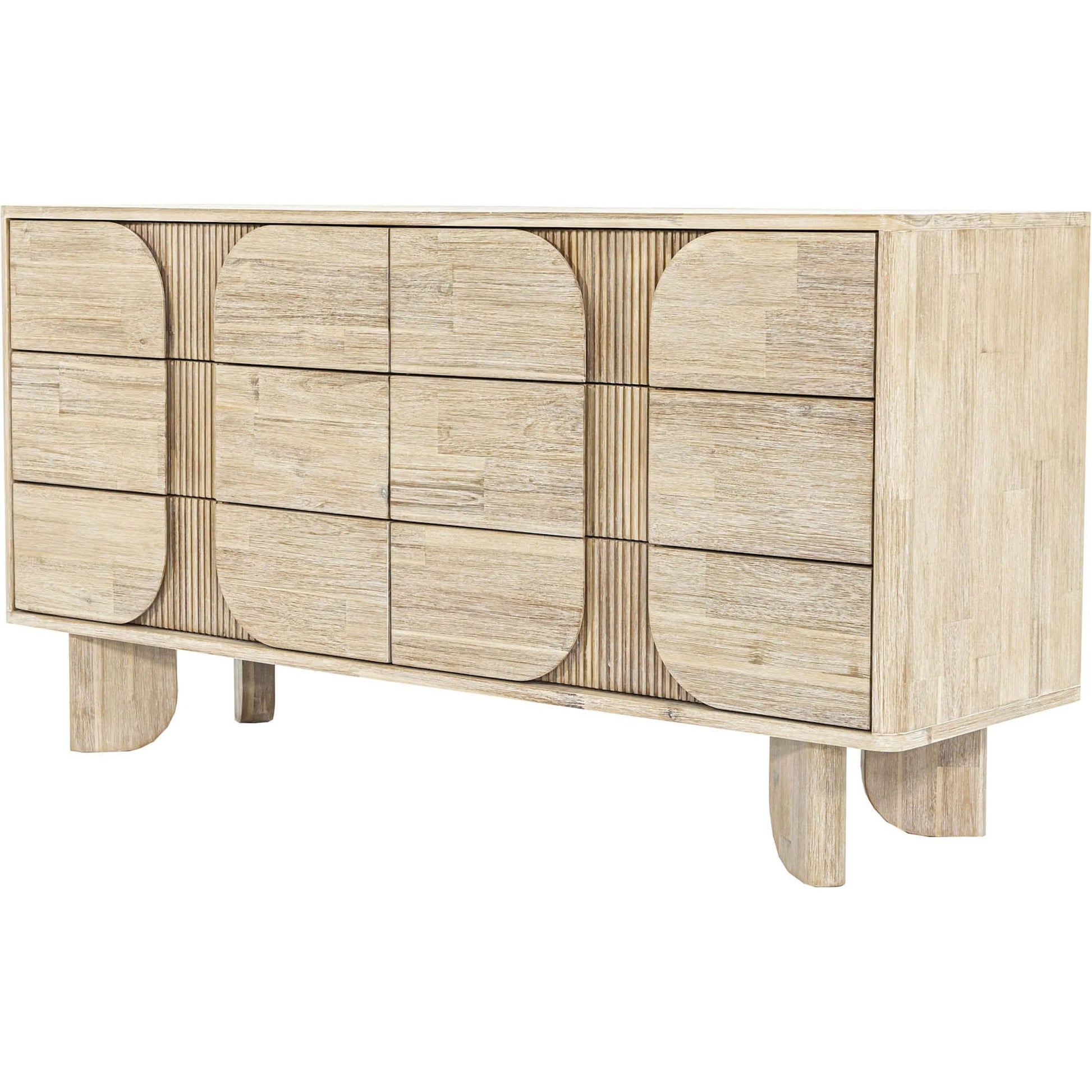 Haru 6-Drawer Dresser by LH Imports in beige and sand wash. Made from acacia, acacia veneer, mdf in a unique style.