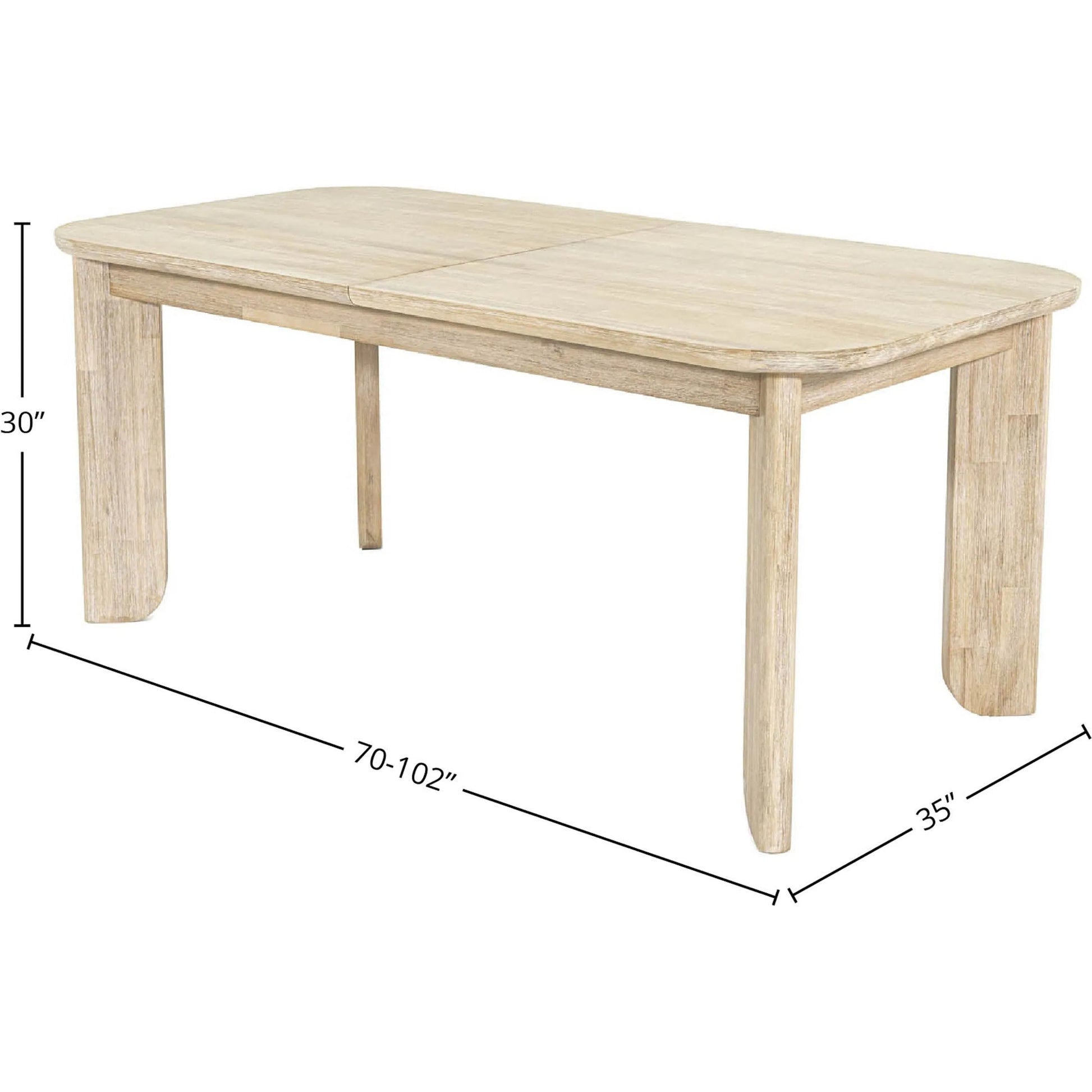 Haru Extension Dining Table (70"/102") by LH Imports in beige and sand wash. Made from acacia in a unique style.
