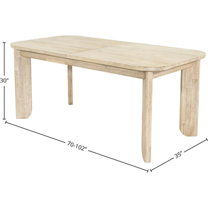 Haru Extension Dining Table (70"/102") by LH Imports in beige and sand wash. Made from acacia in a unique style.