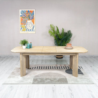 Haru Extension Dining Table (70"/102") by LH Imports in beige and sand wash. Made from acacia in a unique style.
