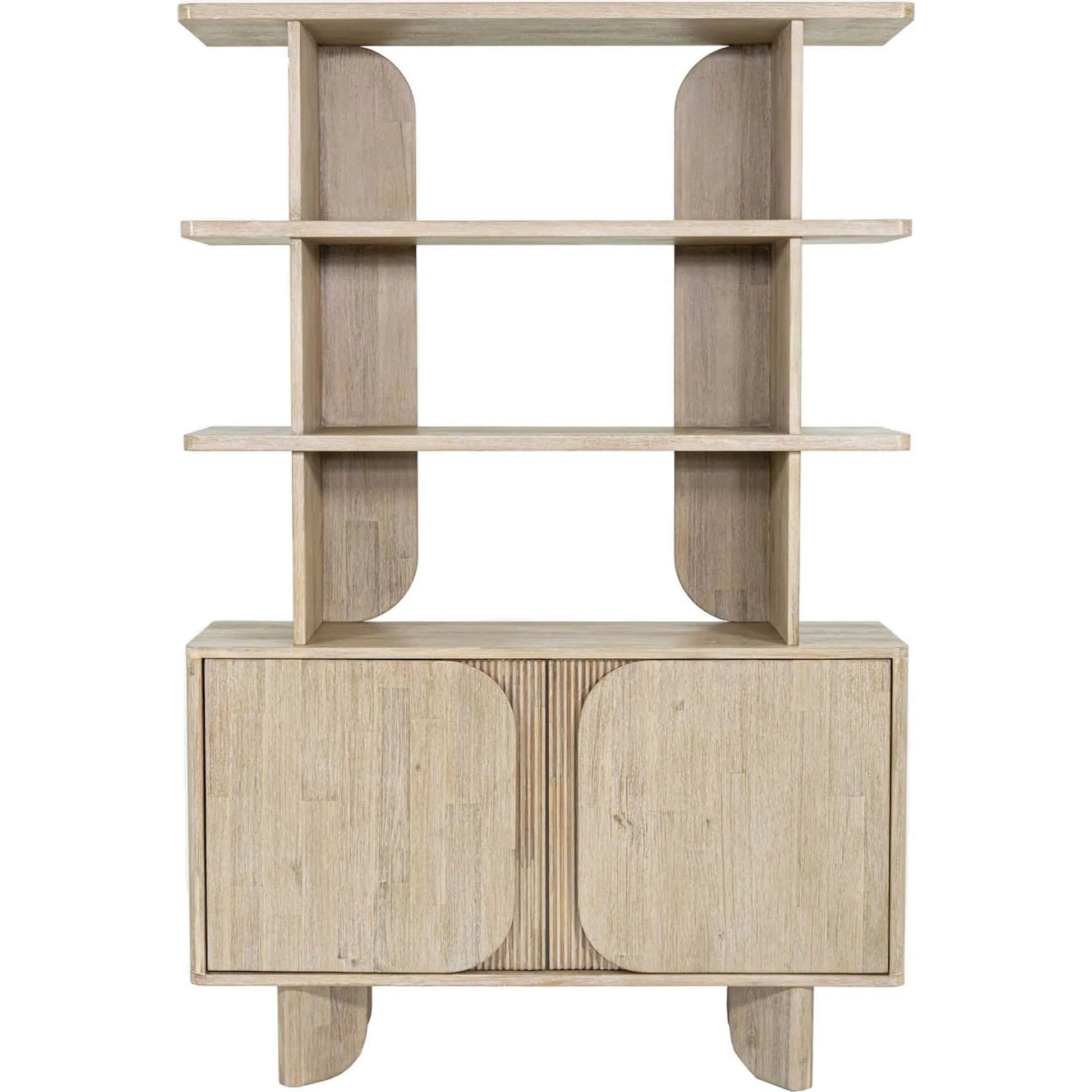 Haru Bookcase by LH Imports in beige and sand wash. Made from acacia, acacia veneer, mdf in a unique style.