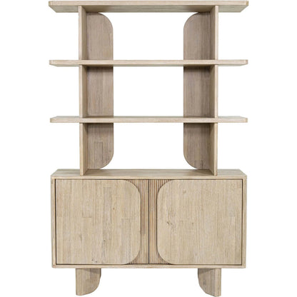 Haru Bookcase by LH Imports in beige and sand wash. Made from acacia, acacia veneer, mdf in a unique style.