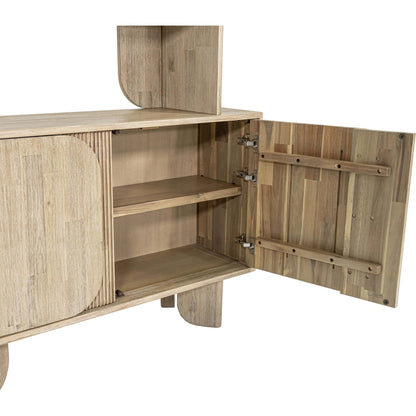 Haru Bookcase by LH Imports in beige and sand wash. Made from acacia, acacia veneer, mdf in a unique style.
