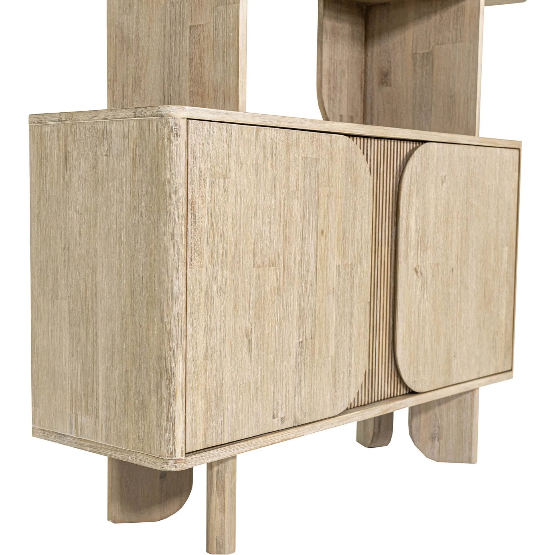 Haru Bookcase by LH Imports in beige and sand wash. Made from acacia, acacia veneer, mdf in a unique style.