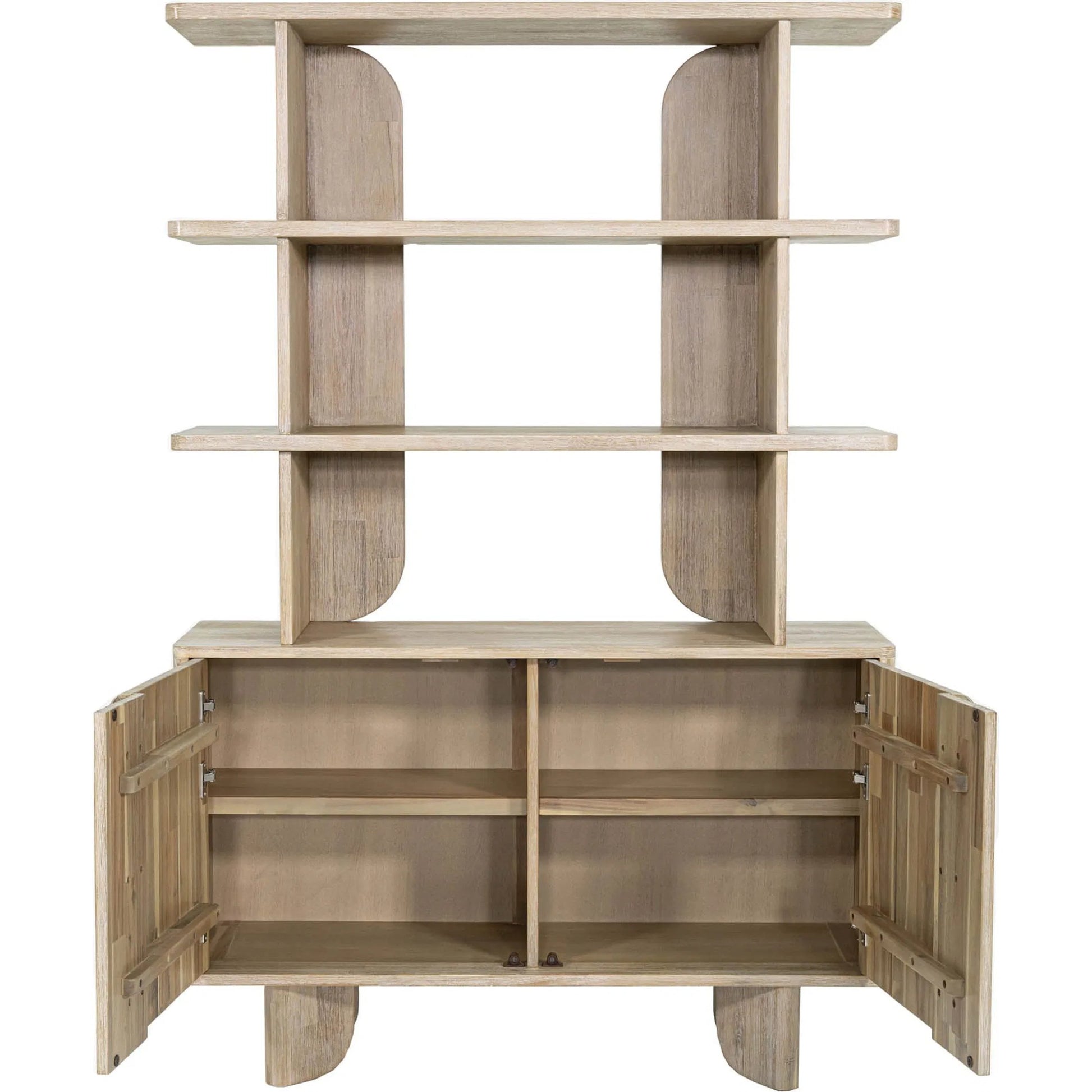 Haru Bookcase by LH Imports in beige and sand wash. Made from acacia, acacia veneer, mdf in a unique style.