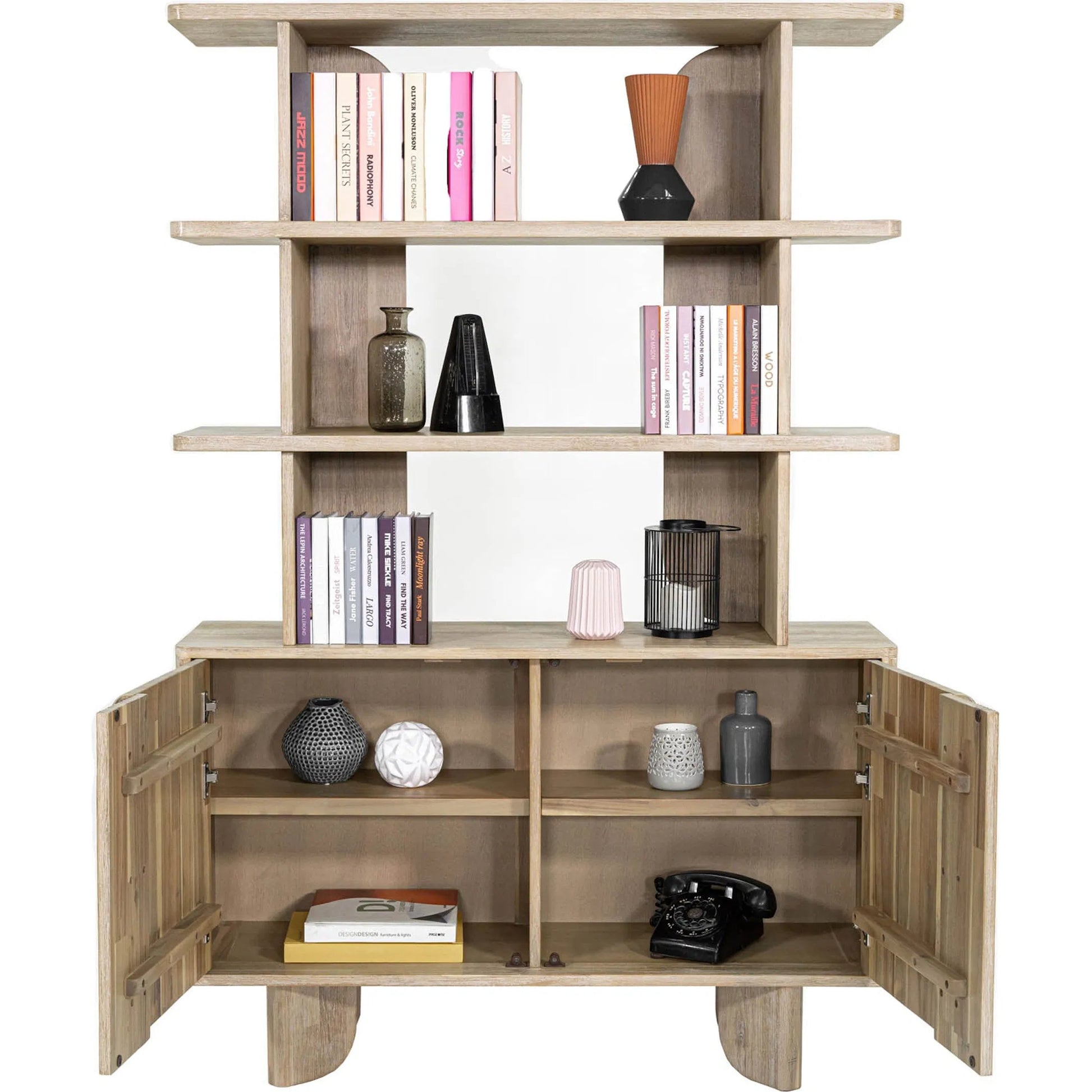 Haru Bookcase by LH Imports in beige and sand wash. Made from acacia, acacia veneer, mdf in a unique style.
