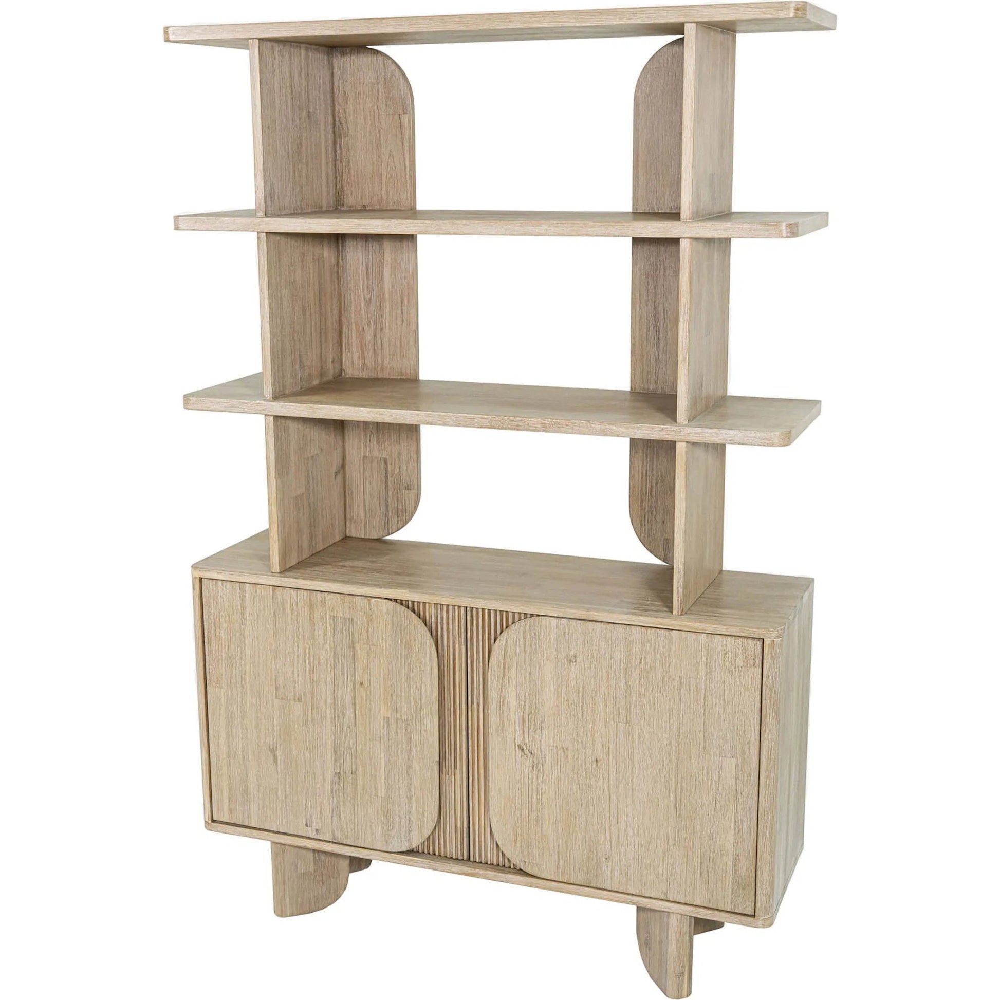 Haru Bookcase by LH Imports in beige and sand wash. Made from acacia, acacia veneer, mdf in a unique style.